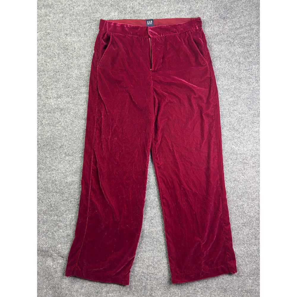 Gap Velvet Wide Leg Pants Womens 8 Burgundy Red‎ Holiday Dress Trousers